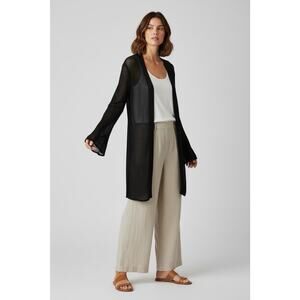 Phelomena Petti Mesh Knit Long Cardigan Medium Black Flared Shrug Whimsygoth